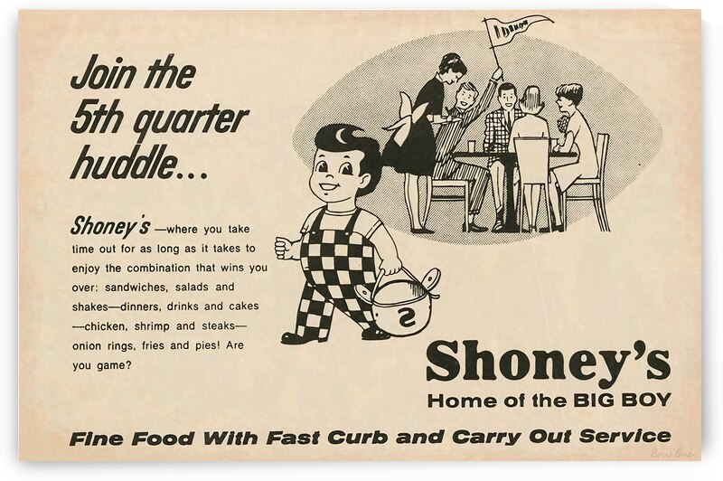Vintage Shoneys Big Boy Football Ad by Row One Brand