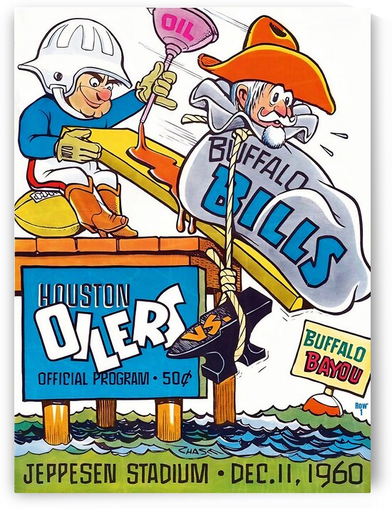 1960 Houston Oilers vs. Buffalo Bills Football Art by Row One Brand