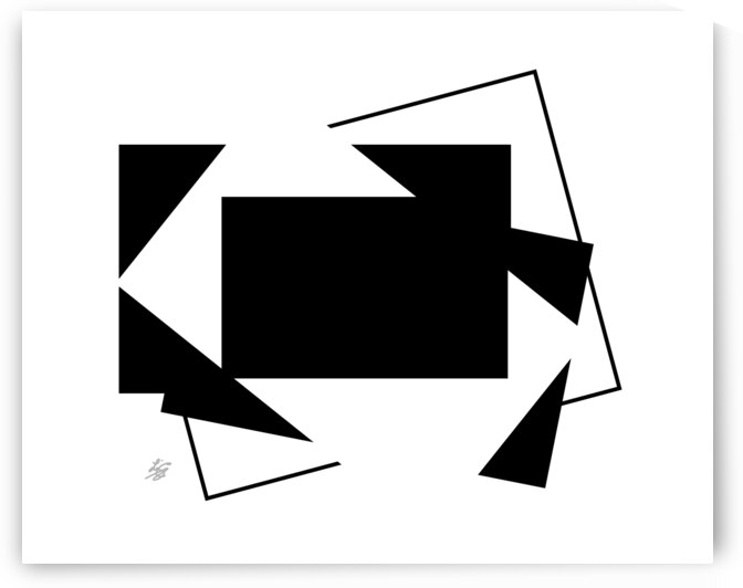 Black and White Geometric Abstract by Liz Cereby