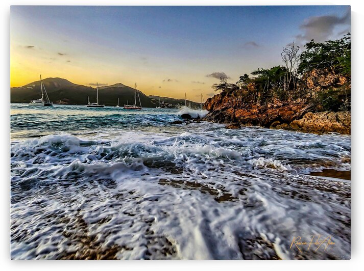 Sunset on the beach Antigua 5 by DomaraArtscape