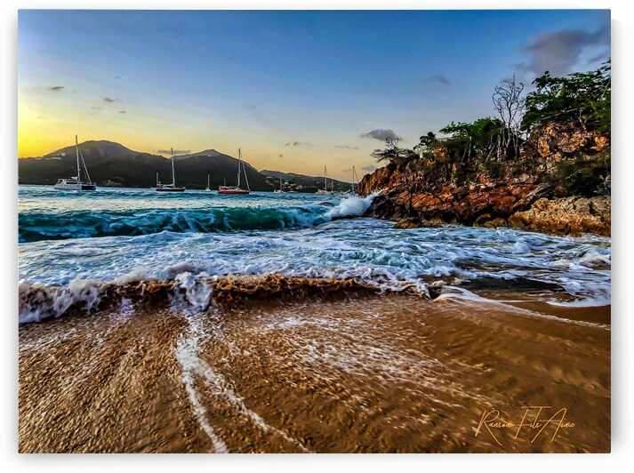 Sunset on the beach Antigua 6 by DomaraArtscape