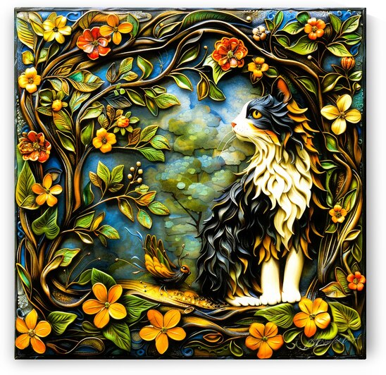 Kitty Corner - Cat In Garden by SykArt Designs
