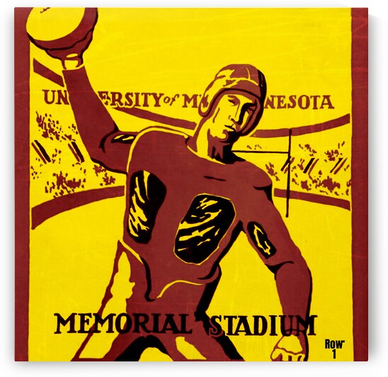 Vintage Minnesota Football Memorial Stadium Art by Row One Brand