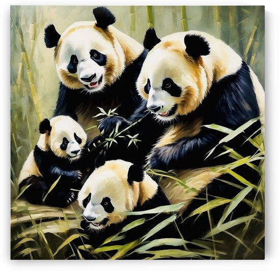 Panda family  by Island Art Studio