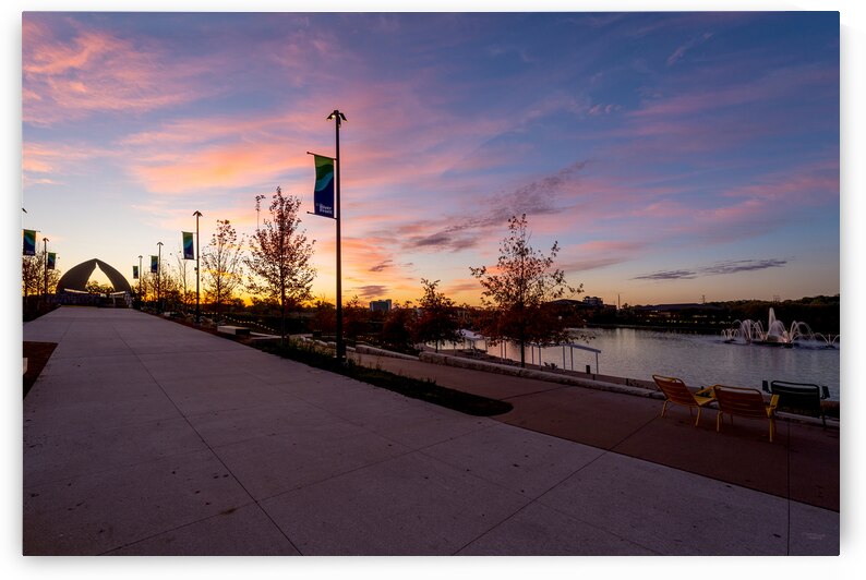 Bold Omaha Nebraska Riverfront Sunrise by Jennifer White