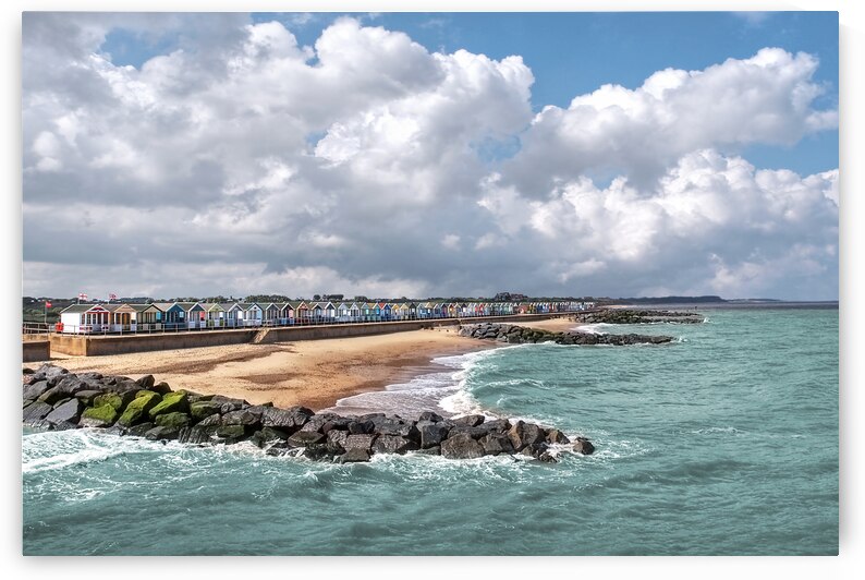 Ocean View - Colorful Beach Huts by Gill Billington
