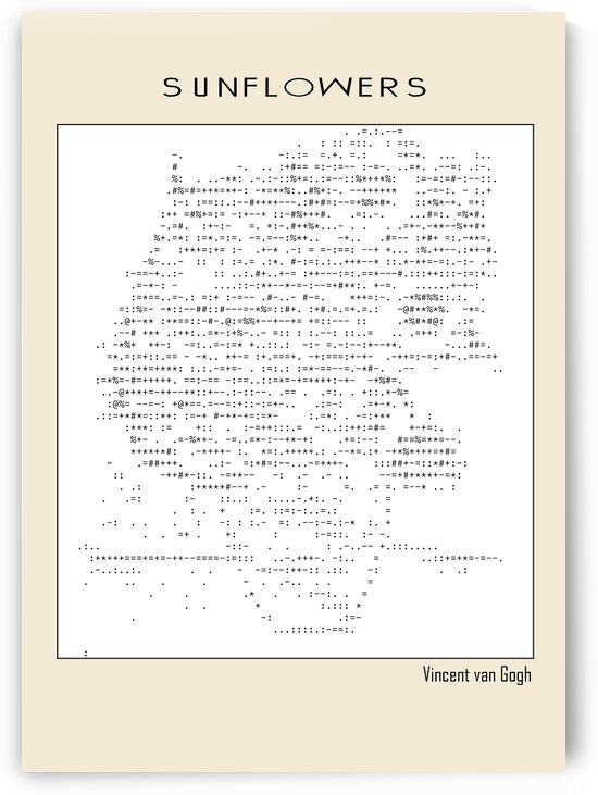 Sunflowers – Vincent van Gogh – 1888 Ascii art  by Doa Project