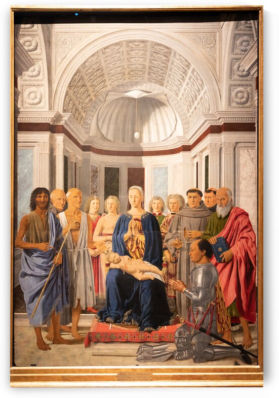 Madonna and child with saints angels and Federico da Montefeltr by Paolo Modena