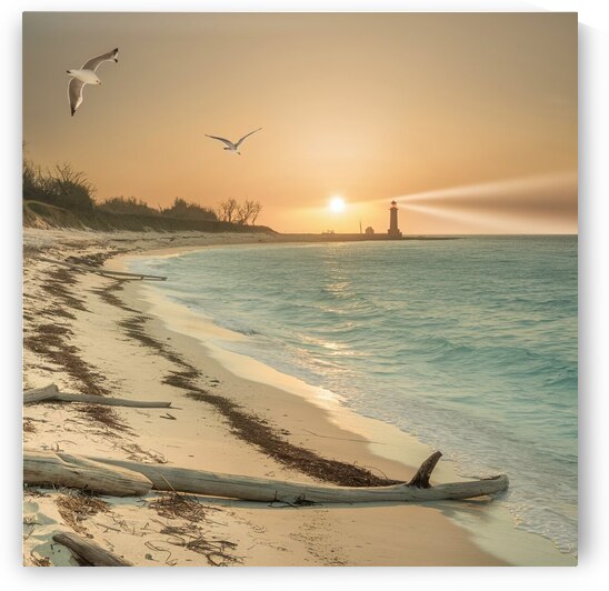 a serene and picturesque beach scene at sunrise w by 9 A8do 6