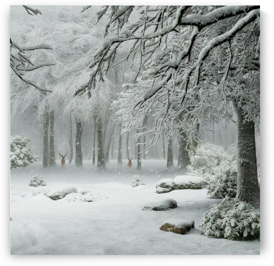 a serene and picturesque winter scene with a gent by 9 A8do 6