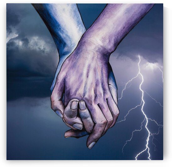 a thought provoking painting of two intertwined h by Hisclouds