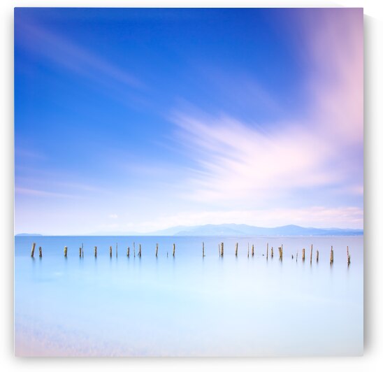 Fishing poles on the lake. Long exposure by Stefano Orazzini
