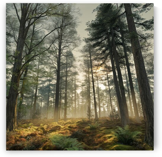 A serene late afternoon scene in a dense woodland by Abdelwahab Khalil