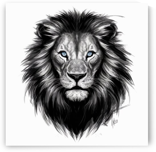 lion with piercing blue eyes by Mohamed Elattar