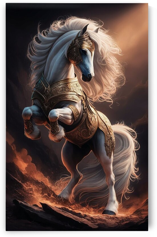 majestic white maned stallion powerful stance int by Ahmad 80