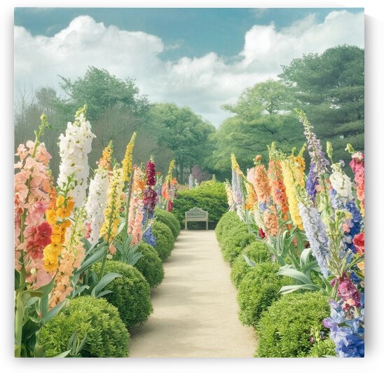 a soothing photograph of a tranquil garden filled by 9 A8do 6