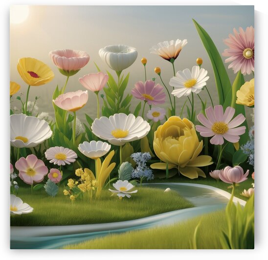 a serene and peaceful 3d landscape filled with va by 9 A8do 6