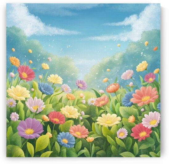 a serene and peaceful scene of a lush garden fill by 9 A8do 6