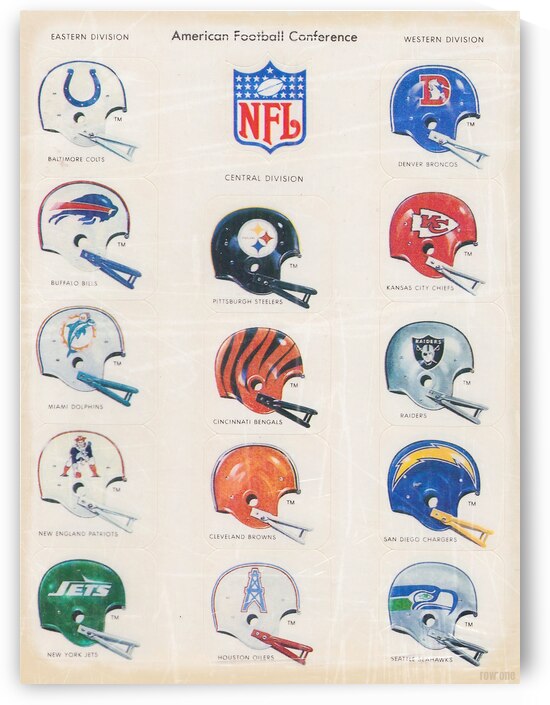 Early 1980s NFL Helmet Sticker Sheet Art by Row One Brand
