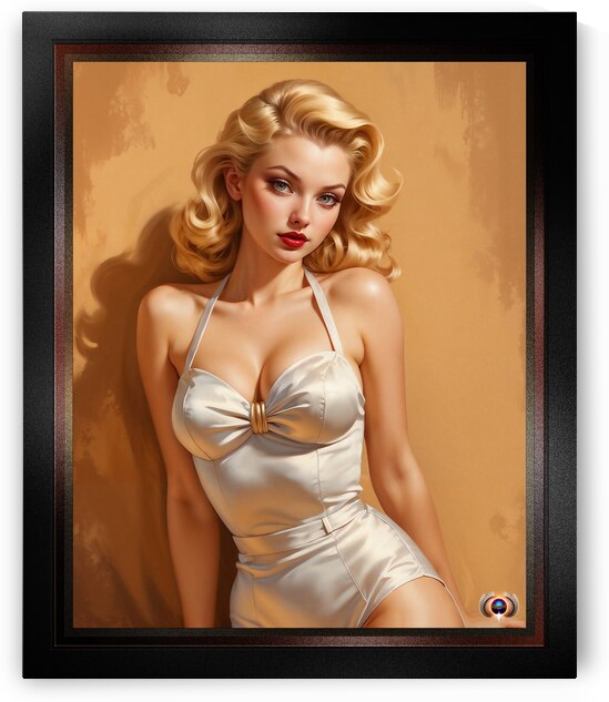 The Love Of White Silk Pin Up Girl Mesmerizing AI Concept Art Portrait by Xzendor7 by xzendor7