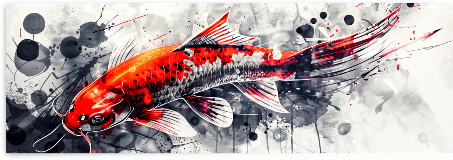 Abstract koi fish in dynamic watercolor composition by Gualtiero Boffi