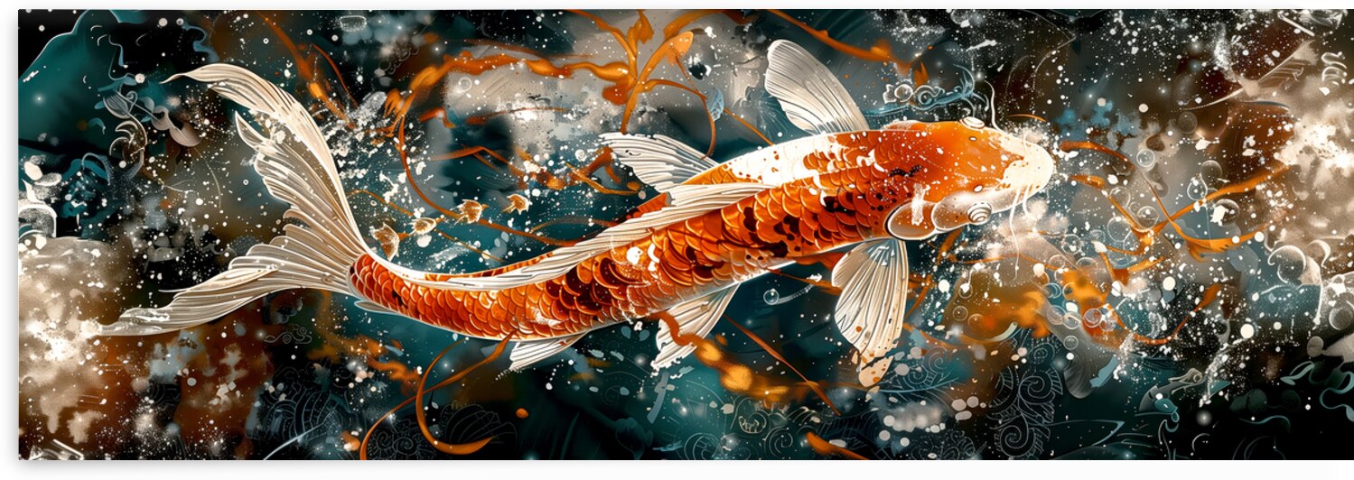 Majestic koi fish in abstract artistic waters by Gualtiero Boffi
