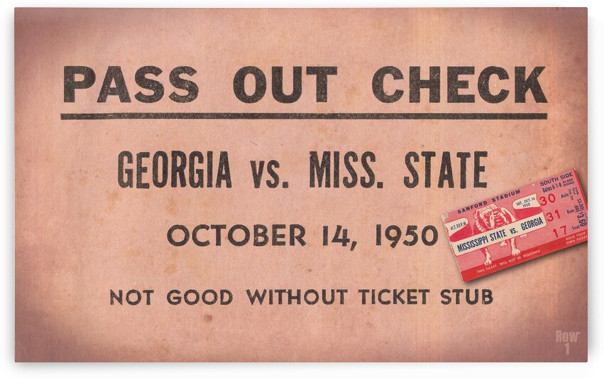 Georgia Fathers Day Gifts 2024 | 1950 Georgia Miss State Pass Out Check Art by Row One Brand