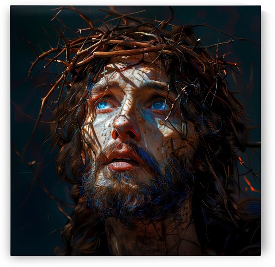 Portrait of jesus with crown of thorns by Gualtiero Boffi