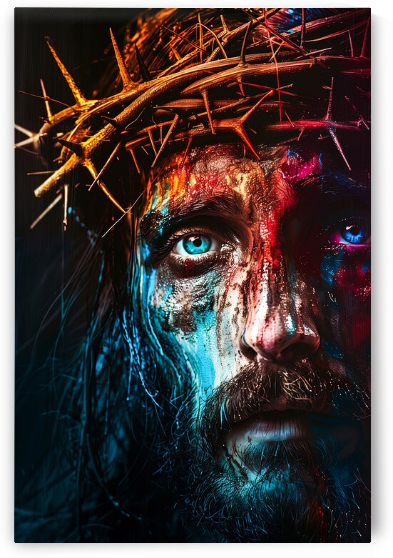 Striking portrait of man with crown of thorns by Gualtiero Boffi