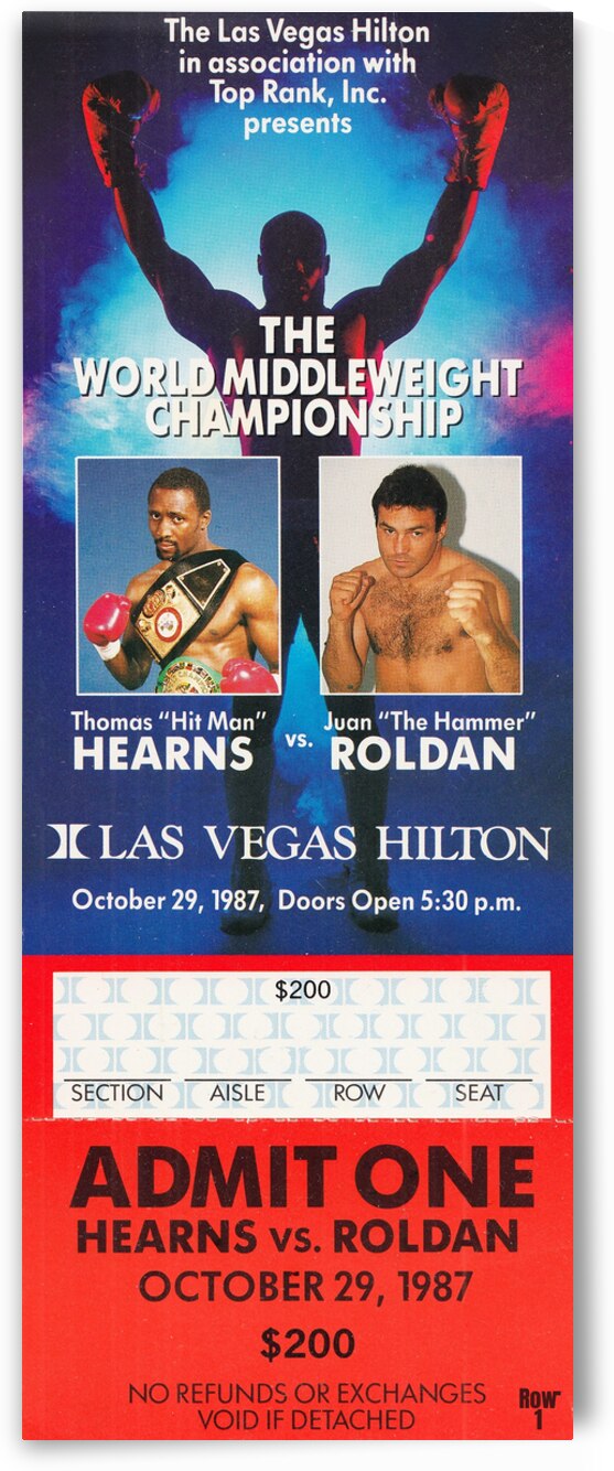 1987 Hearns Roldan Ticket Art by Row One Brand