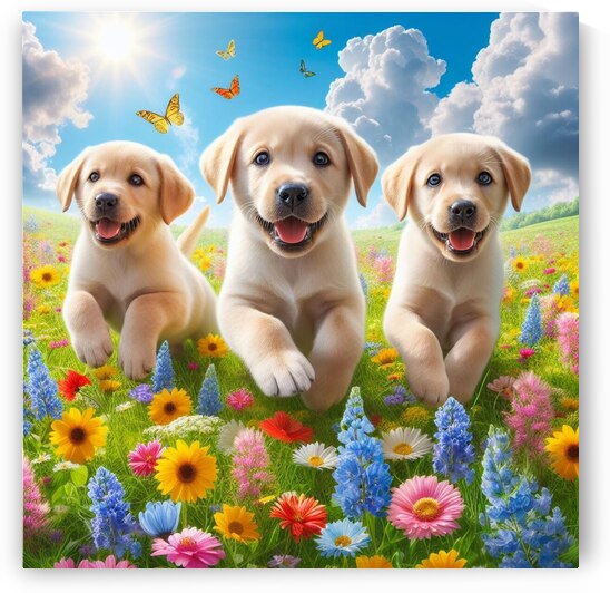 Playful Puppies in a Meadow by dratef