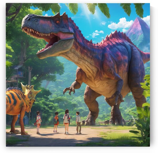 Digital Dinosaur in Garden by matea Designs