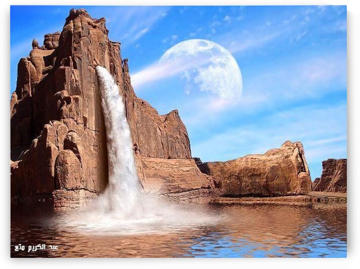 A waterfall flowing from the mountain by matea Designs