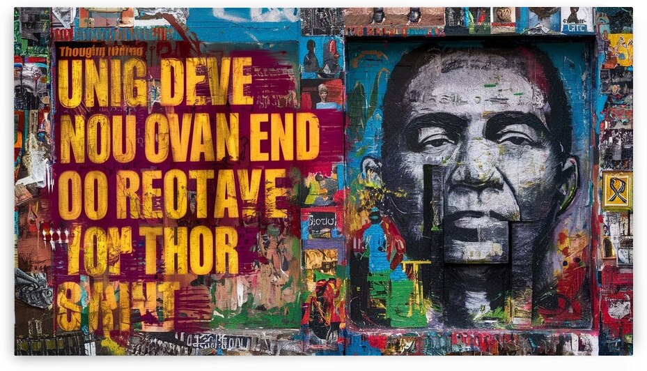 A vibrant and thought provoking street art piece by Ubaly