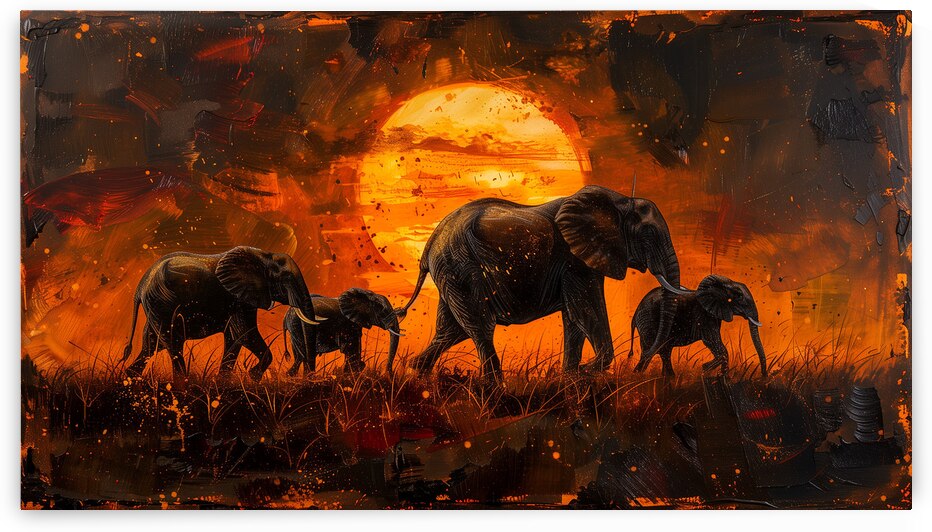 A captivating scene of a family of elephants tr 7 by ASAR STUDIOS