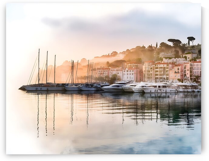 French Riviera Shoreline Reflections by Pabodie Art