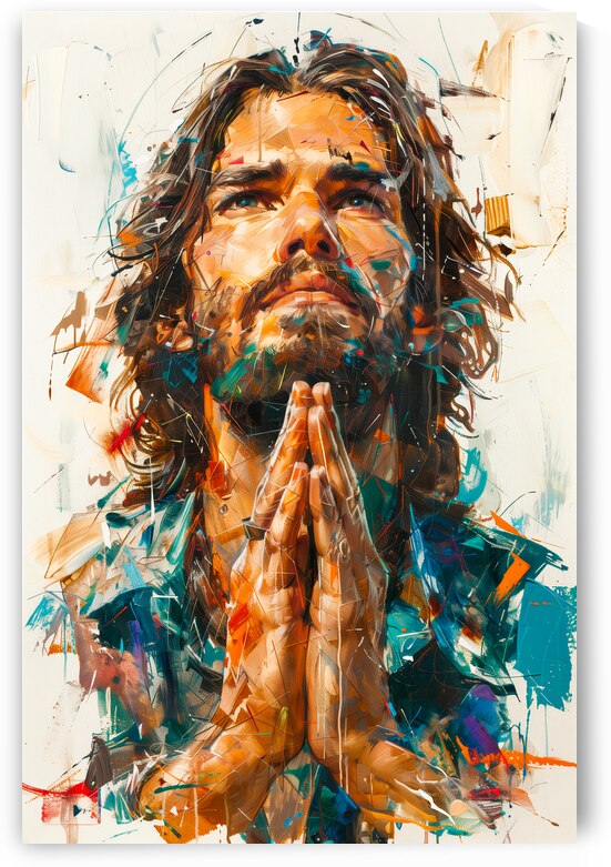 jesus in prayer with expressive brush strokes by Gualtiero Boffi