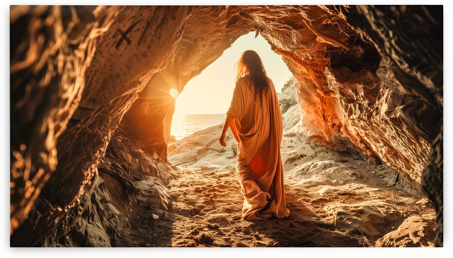 jesus resurrects and comes out of the grave by Gualtiero Boffi