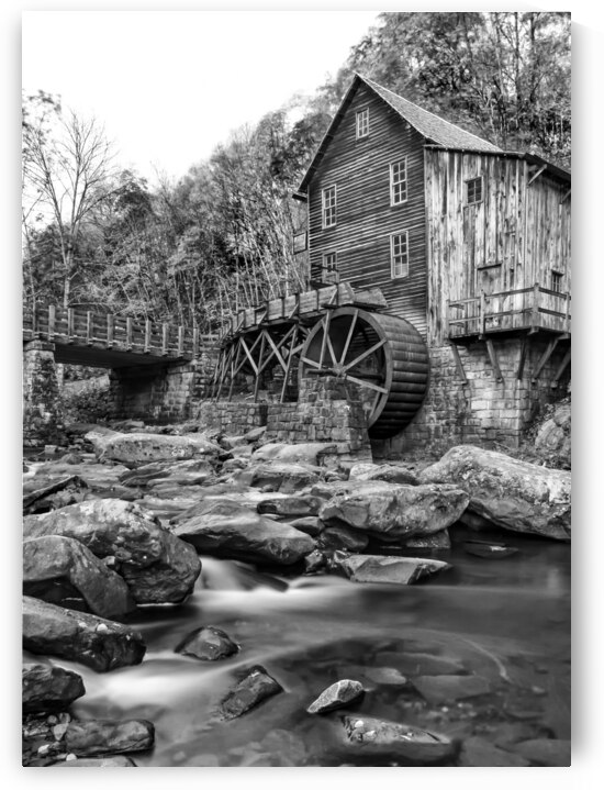 Glade Creek Mill in Black and White by Norma Brandsberg Photography