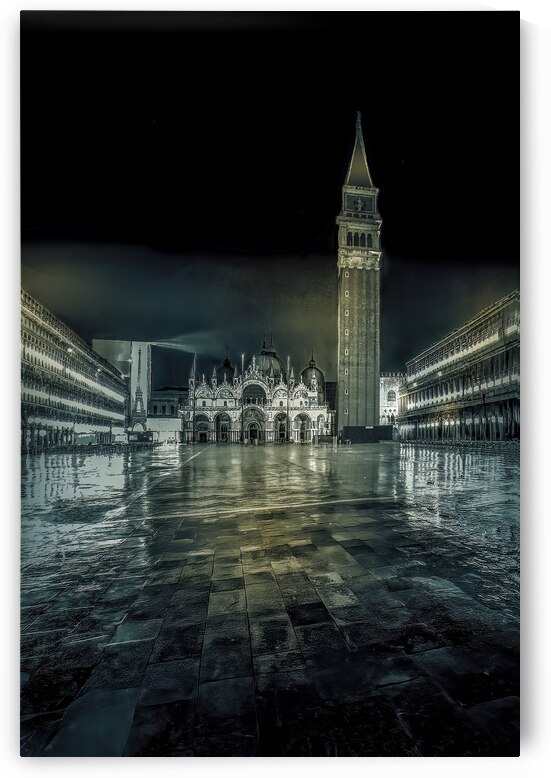 Venice Night St Marks Square After a Rain by Norma Brandsberg Photography