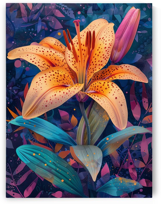A vibrant lily flower in full bloom depicted wi 5 by ASAR STUDIOS