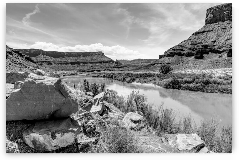 Colorado River In Utah Grayscale by Jennifer White