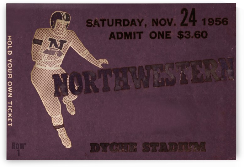 1956 Northwestern Wildcats Football Ticket Remix Art by Row One Brand
