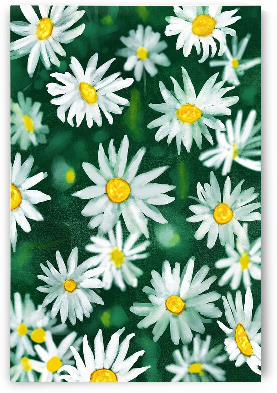 White Daisy Flower Gouache Pattern by Shubham Sharma