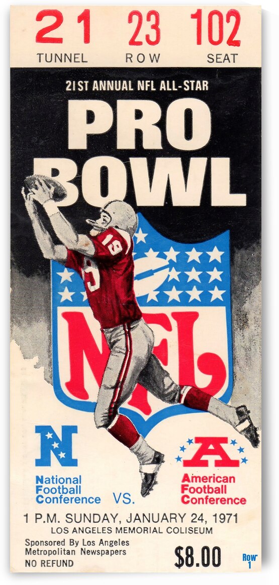 1971 NFL Football Pro Bowl Ticket Wall Art by Row One Brand