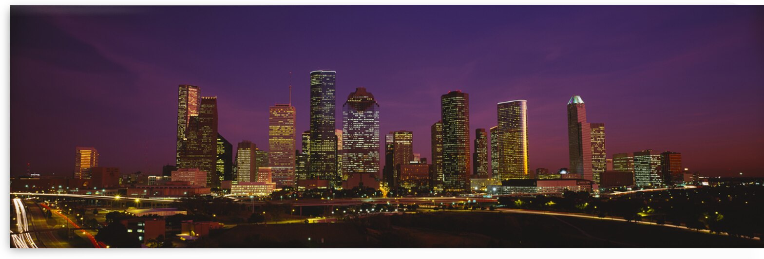 Buildings lit up at night Houston Texas USA 14250 by Panoramic Images