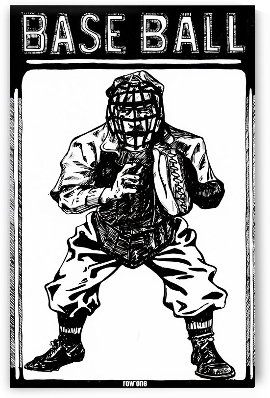 Early 1900s Baseball Catcher Art by Row One Brand