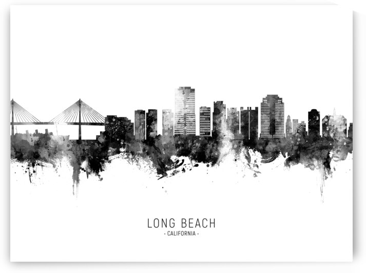 Long Beach California Skyline by Michael Tompsett