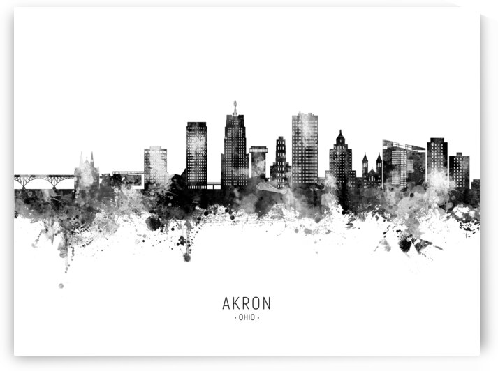 Akron Ohio Skyline by Michael Tompsett