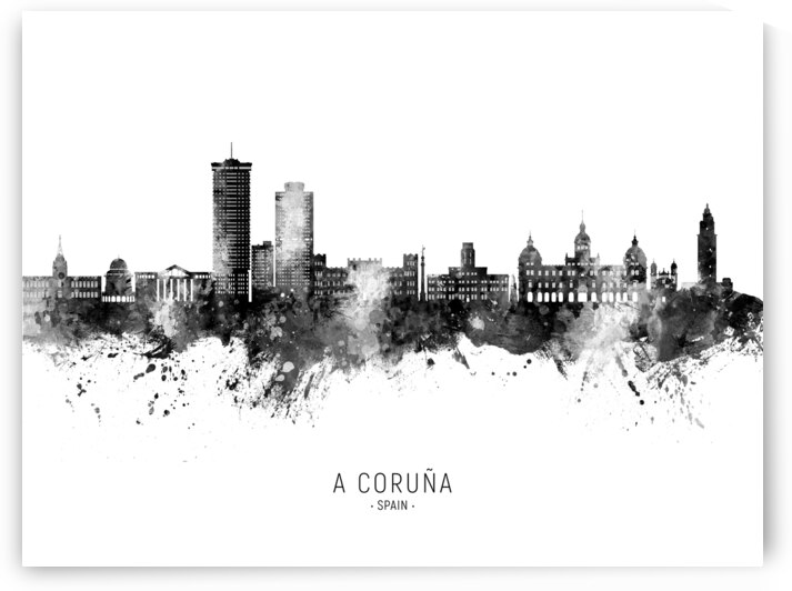 A Coruna Spain Skyline by Michael Tompsett